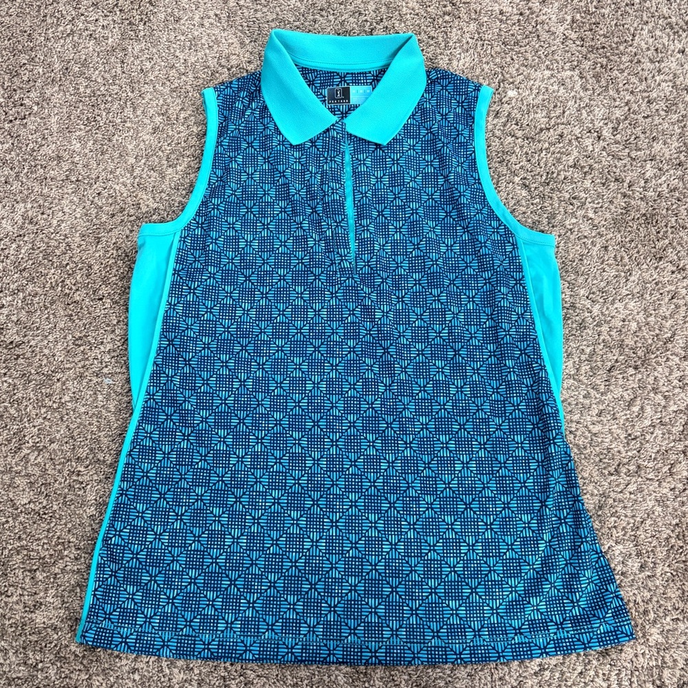 PGA Tour Blue/Mint Sleeveless Golf Shirt (Med)